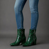Sama Snakeskin Boot in Emerald