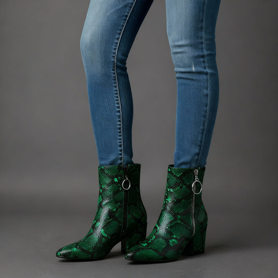 Sama Snakeskin Boot in Emerald