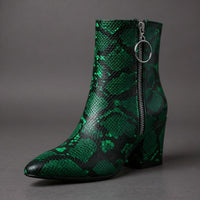 Sama Snakeskin Boot in Emerald