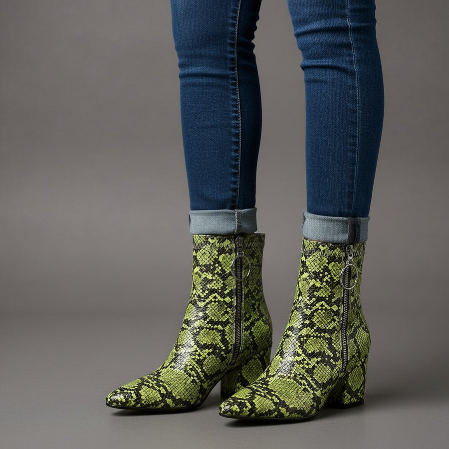 Sama Snakeskin Boot in Neon