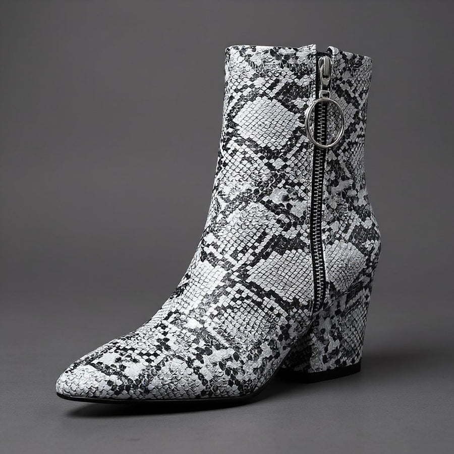 Sama Snakeskin Boot in Pearl