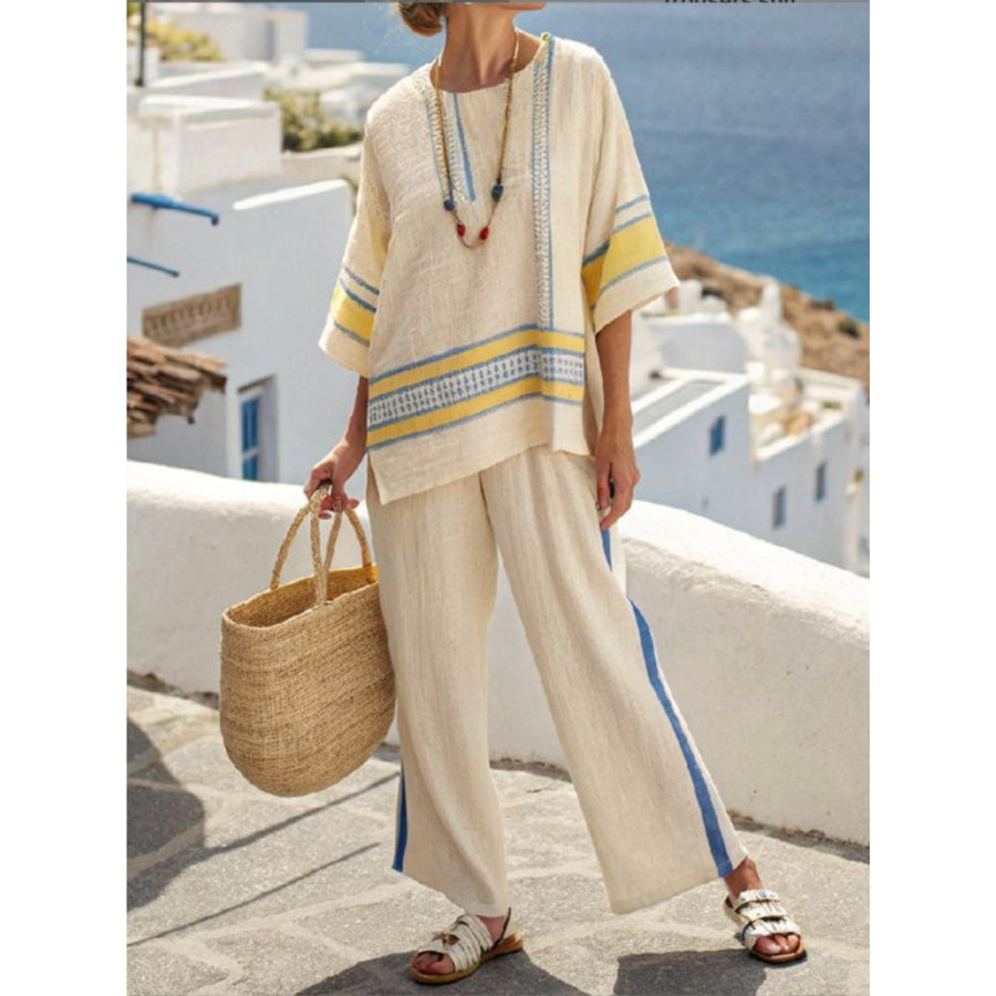 Samantha™ Striped Two-Piece Set in Cream