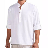 Sander Linen Shirt with Stand Collar