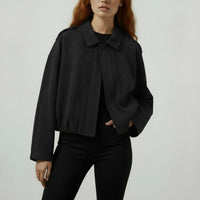 Sandra Suede Bomber Jacket in Charcoal