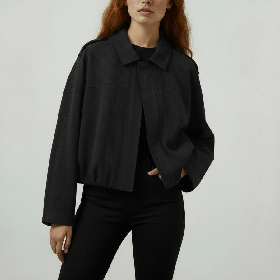 Sandra Suede Bomber Jacket in Charcoal