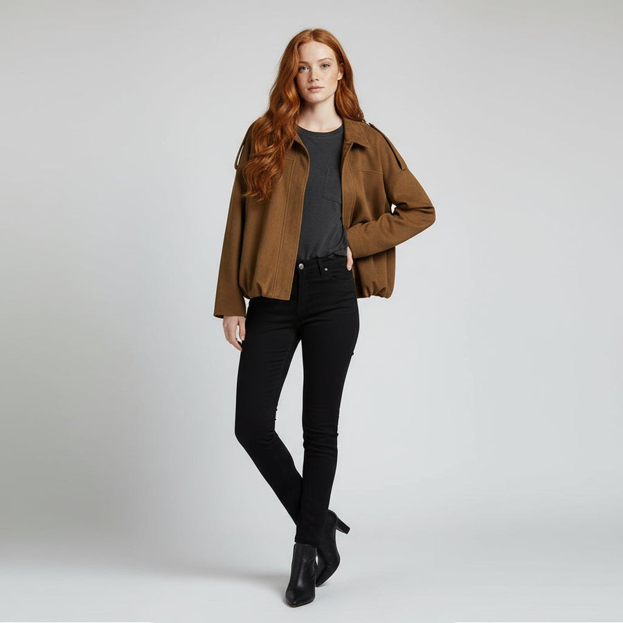 Sandra Suede Bomber Jacket in Sienna Brown