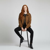 Sandra Suede Bomber Jacket in Sienna Brown