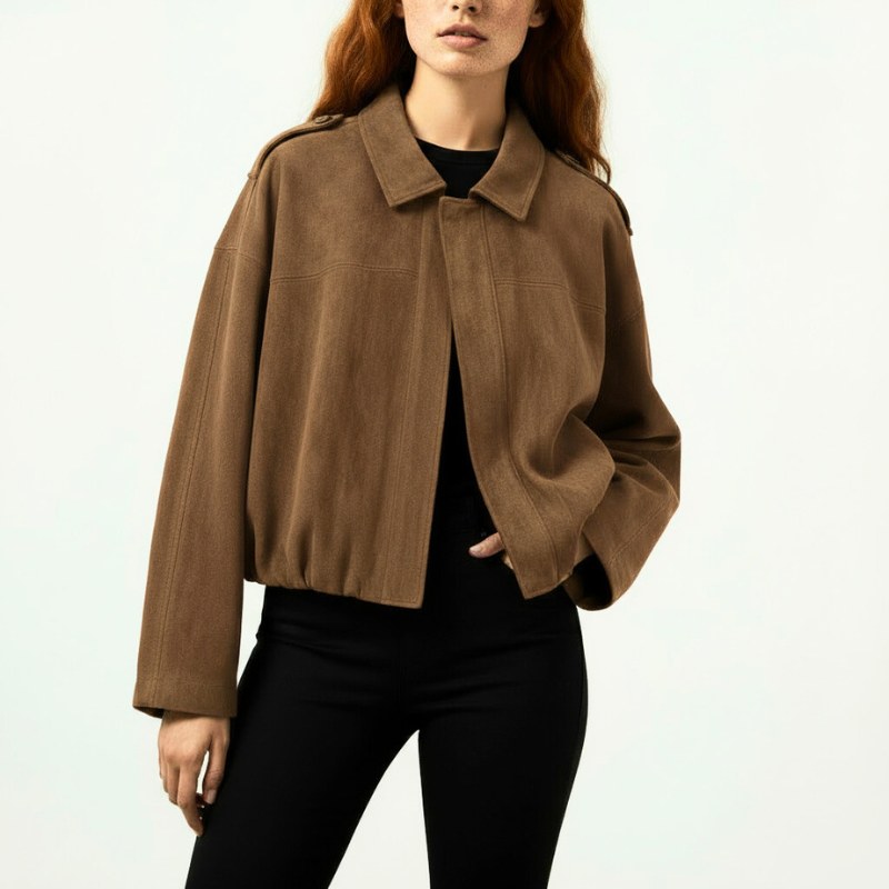 Sandra Suede Bomber Jacket in Sienna Brown