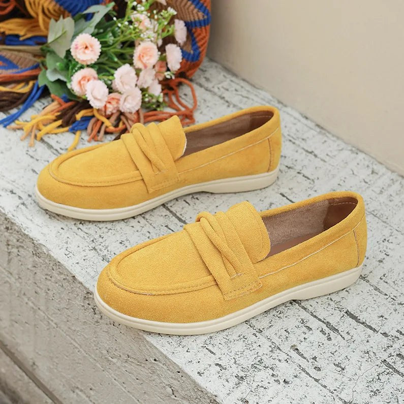 Sandra Suede Loafer in Canary Yellow