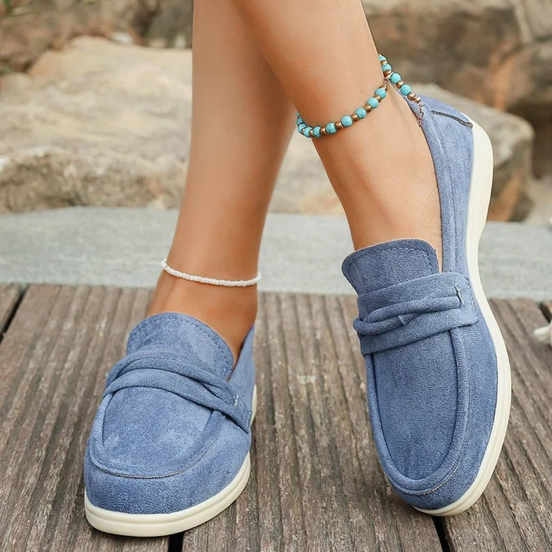 Sandra Suede Loafer in Carolina Blue