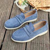 Sandra Suede Loafer in Carolina Blue
