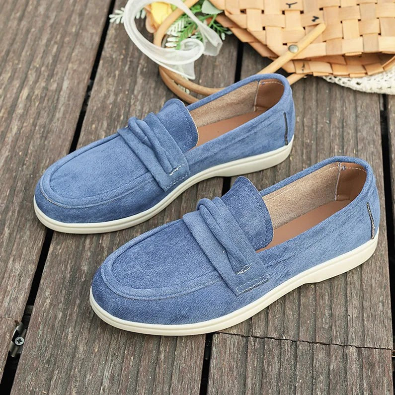 Sandra Suede Loafer in Carolina Blue