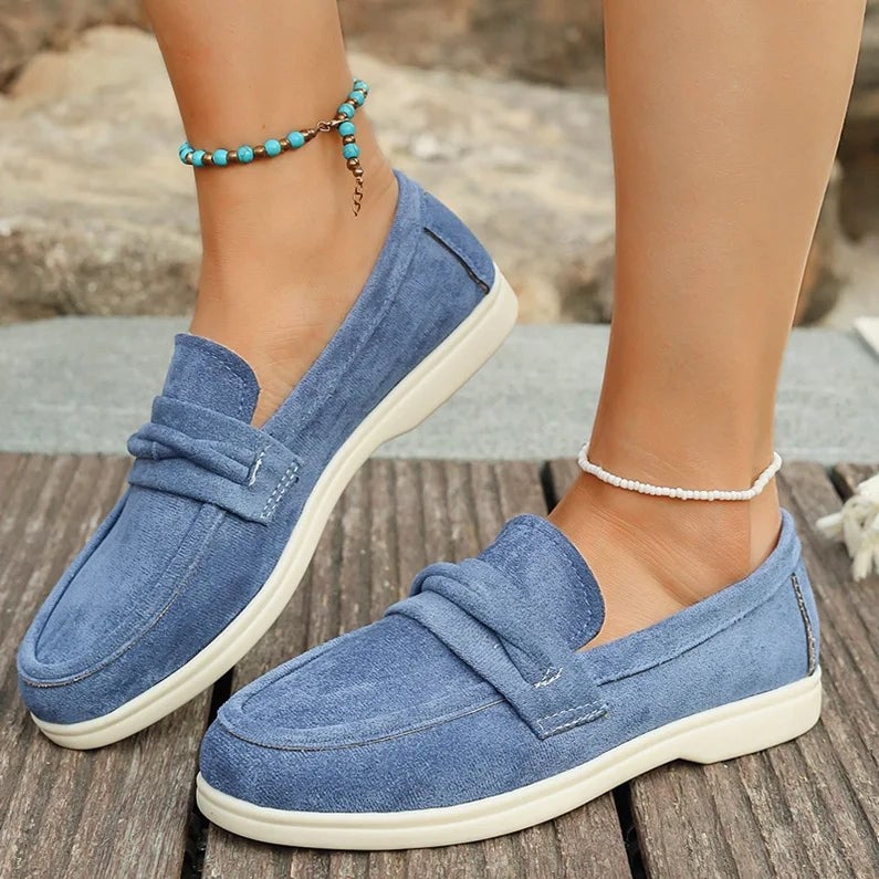 Sandra Suede Loafer in Carolina Blue