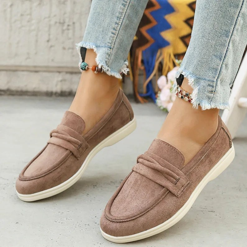 Sandra Suede Loafer in Slate Gray