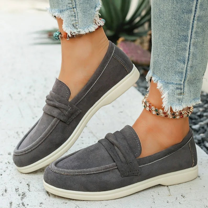 Sandra Suede Loafer in Slate Gray