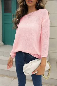 Sandrine Casual Knit Sweater in Pink