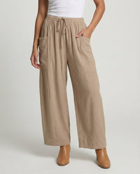 Sandrine Linen Trousers with Drawstring Waist and Pockets
