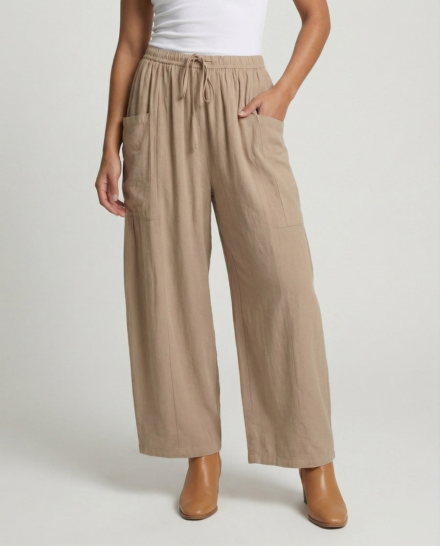 Sandrine Linen Trousers with Drawstring Waist and Pockets