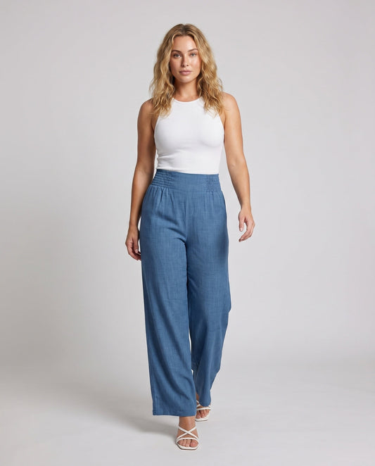 Sandrine Linen Trousers with Elastic Waist and Pleated
