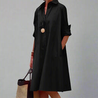 Sandrine™ Casual and Elegant Polo Dress in Black