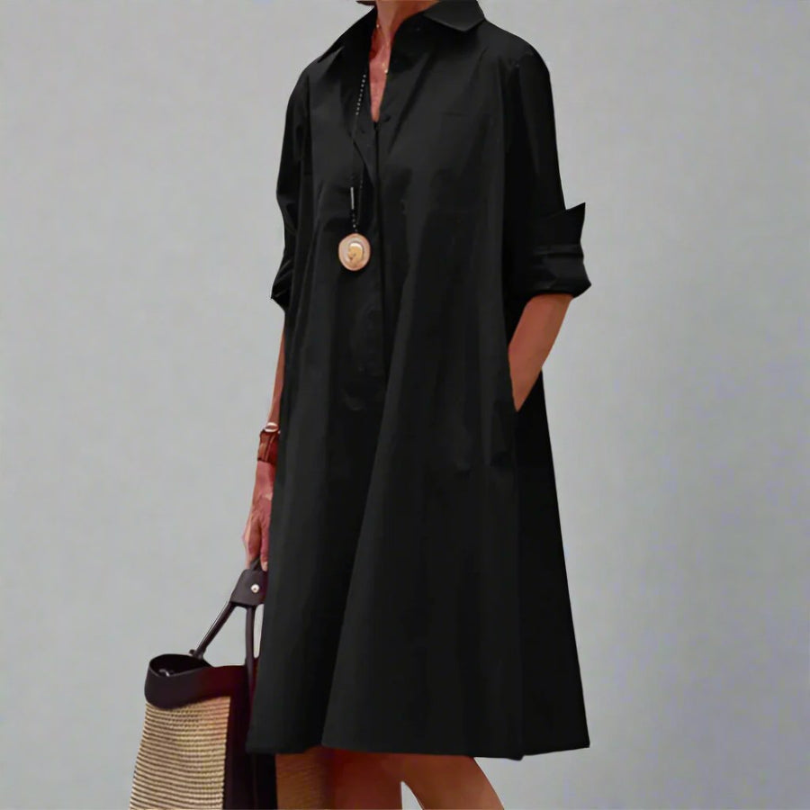 Sandrine™ Casual and Elegant Polo Dress in Black