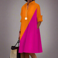 Sandrine™ Casual and Elegant Polo Dress in Orange and Pink