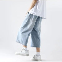 Santa Monica Baggy Jean Shorts in Light Blue