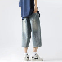 Santa Monica Baggy Jean Shorts in Retro Blue