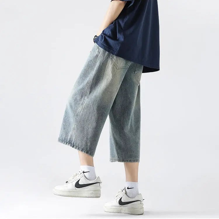 Santa Monica Baggy Jean Shorts in Retro Blue