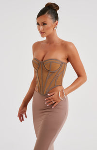 Marcella Corset - Chocolate/Nude