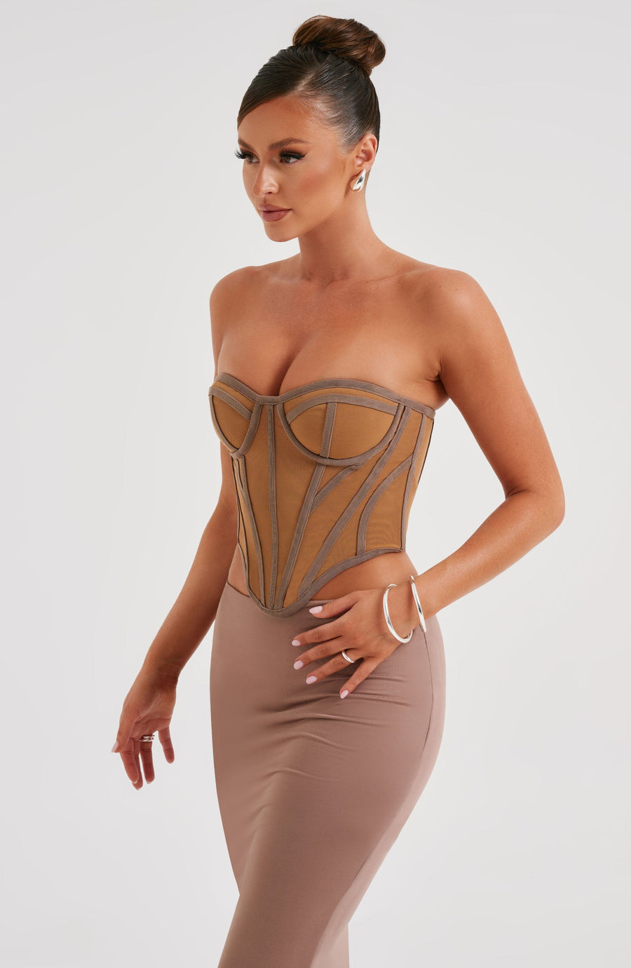 Marcella Corset - Chocolate/Nude