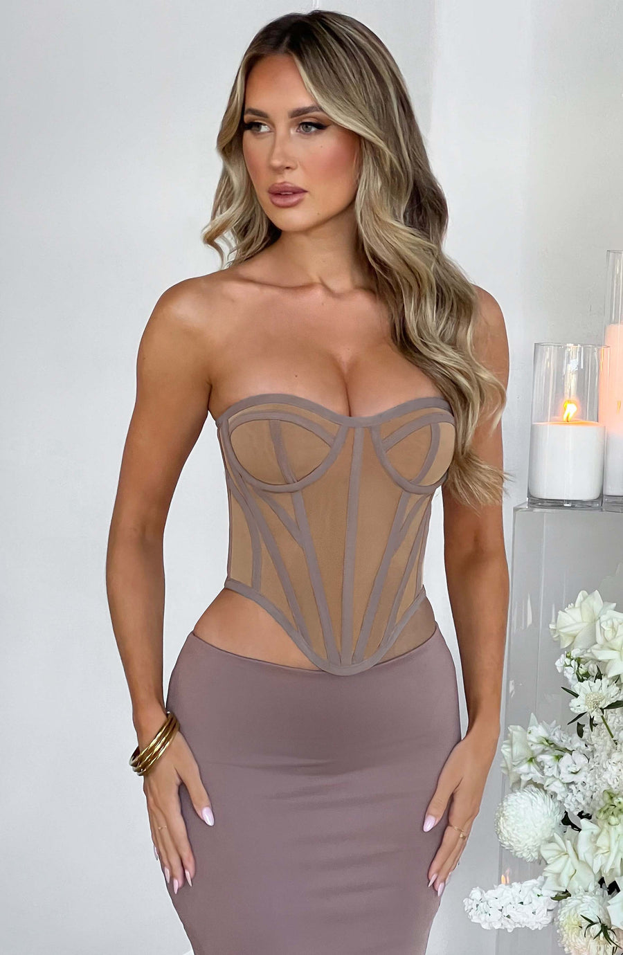 Marcella Corset - Chocolate/Nude