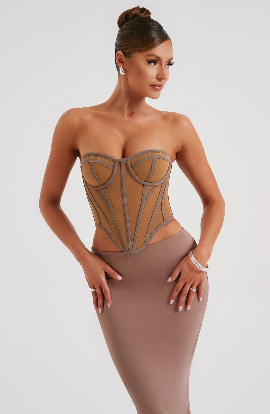 Marcella Corset - Chocolate/Nude