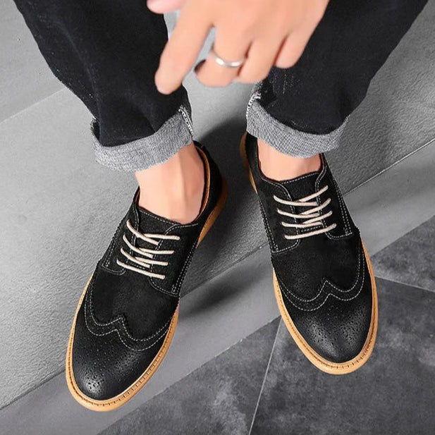 Santorini Suede Wingtip Shoe in Biege