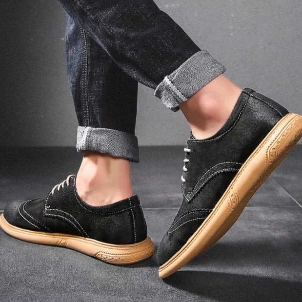 Santorini Suede Wingtip Shoe in Biege