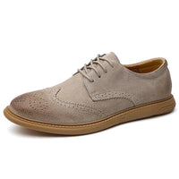 Santorini Suede Wingtip Shoe in Biege