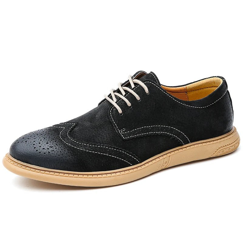 Santorini Suede Wingtip Shoe in Charcoal