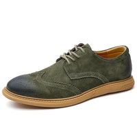 Santorini Suede Wingtip Shoe in Emerald