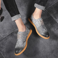 Santorini Suede Wingtip Shoe in Slate Gray
