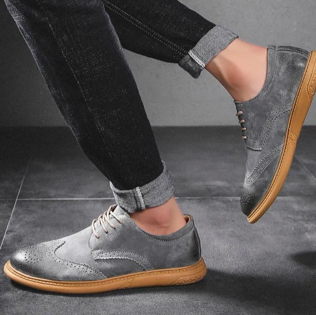 Santorini Suede Wingtip Shoe in Slate Gray