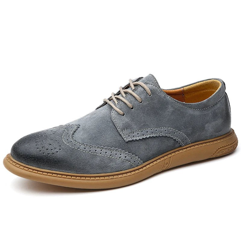Santorini Suede Wingtip Shoe in Slate Gray