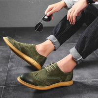 Santorini Suede Wingtip Shoe in Slate Gray