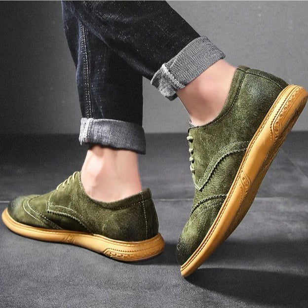 Santorini Suede Wingtip Shoe in Slate Gray