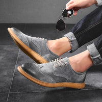 Santorini Suede Wingtip Shoe in Slate Gray