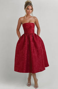 Maren Midi Dress – Red