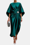 Saoirse Women's Formal Midi Dress with Brooch Detail