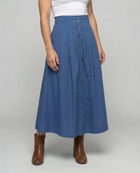 Sarai Boho Skirt with Button Front and Side Pockets