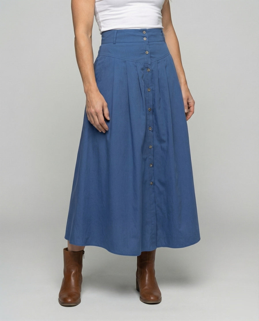 Sarai Boho Skirt with Button Front and Side Pockets