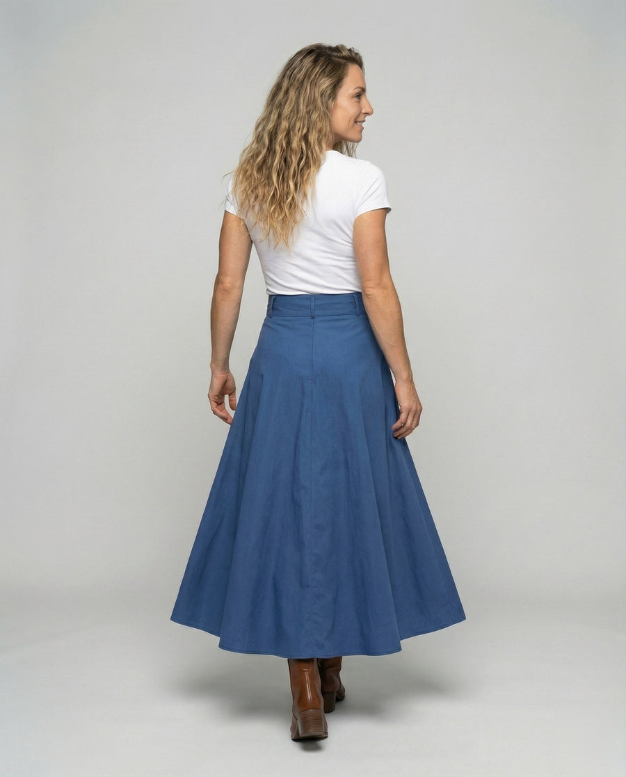 Sarai Boho Skirt with Button Front and Side Pockets