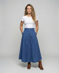 Sarai Boho Skirt with Button Front and Side Pockets